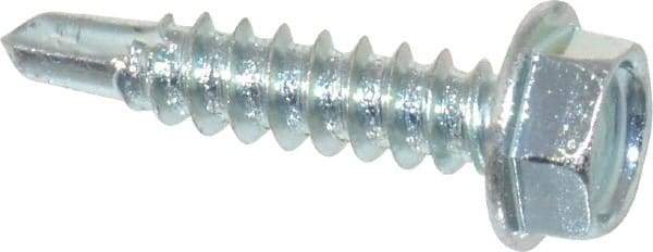 Value Collection - #8, Hex Washer Head, Hex Drive, 3/4" Length Under Head, #2 Point, Self Drilling Screw - Grade 2 Steel, Zinc-Plated Finish - Americas Industrial Supply