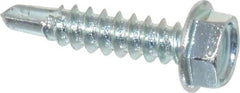 Value Collection - #8, Hex Washer Head, Hex Drive, 3/4" Length Under Head, #2 Point, Self Drilling Screw - Grade 2 Steel, Zinc-Plated Finish - Americas Industrial Supply
