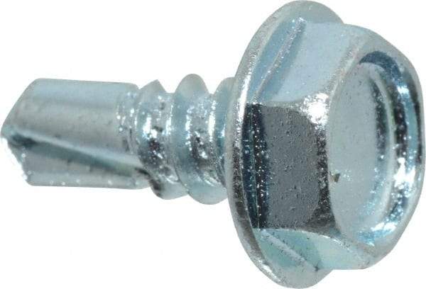 Value Collection - #10, Hex Washer Head, Hex Drive, 1/2" Length Under Head, #3 Point, Self Drilling Screw - Grade 2 Steel, Zinc-Plated Finish - Americas Industrial Supply