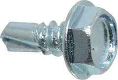 Value Collection - #10, Hex Washer Head, Hex Drive, 1/2" Length Under Head, #3 Point, Self Drilling Screw - Grade 2 Steel, Zinc-Plated Finish - Americas Industrial Supply