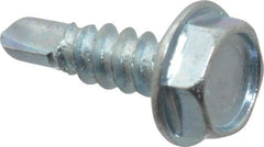 Value Collection - #10, Hex Washer Head, Hex Drive, 5/8" Length Under Head, #3 Point, Self Drilling Screw - Grade 2 Steel, Zinc-Plated Finish - Americas Industrial Supply