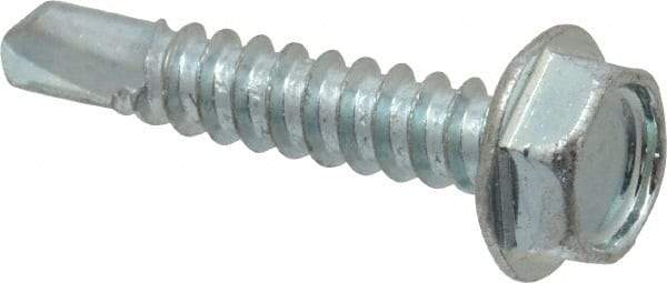 Value Collection - #10, Hex Washer Head, Hex Drive, 1" Length Under Head, #3 Point, Self Drilling Screw - Grade 2 Steel, Zinc-Plated Finish - Americas Industrial Supply