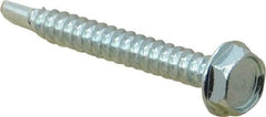 Value Collection - #10, Hex Washer Head, Hex Drive, 1-1/2" Length Under Head, #3 Point, Self Drilling Screw - Grade 2 Steel, Zinc-Plated Finish - Americas Industrial Supply