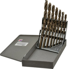 Triumph Twist Drill - 1/16 to 1/2", 135° Point, Gold Finish, Cobalt Jobber Length Drill Bit Set - Americas Industrial Supply