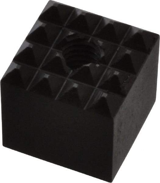 Fairlane - 1/2" Square, 10-32 Thread, 1/2" High, Fine Tooth Grade, Diamond Serration, High Speed Steel, Square Positioning Gripper - 0.03 x 45A° Chamfer, Black Oxide Finish - Americas Industrial Supply