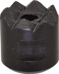 Fairlane - 10-32 Thread, 1/2" Diam, 1/2" High, Threaded, Coarse Tooth Grade Diamond Serration Tooth Pattern, High Speed Steel, Round Positioning Gripper - 3/16" Flat Width, Black Oxide Coated - Americas Industrial Supply