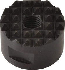 Fairlane - 1/4-28 Thread, 3/4" Diam, 1/2" High, Threaded, Fine Tooth Grade Diamond Serration Tooth Pattern, High Speed Steel, Round Positioning Gripper - 3/16" Flat Width, Black Oxide Coated - Americas Industrial Supply