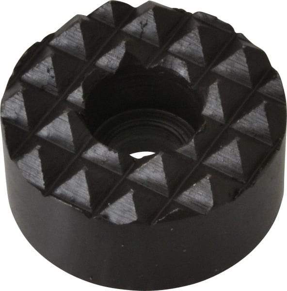 Fairlane - 1" Diam, 1/2" High, 1/4 C Bore SHCS, Counterbored, Coarse Tooth Grade Diamond Serration Tooth Pattern, High Speed Steel, Round Positioning Gripper - Black Oxide Coated - Americas Industrial Supply