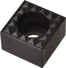 Fairlane - 1/2" Square, 3/8" High, #10 C Bore SHCS Size, Extra Fine Tooth Grade, Diamond Serration, High Speed Steel, Square Positioning Gripper - 0.03 x 45A° Chamfer, 1/4" Counterbore Depth, Black Oxide Finish - Americas Industrial Supply