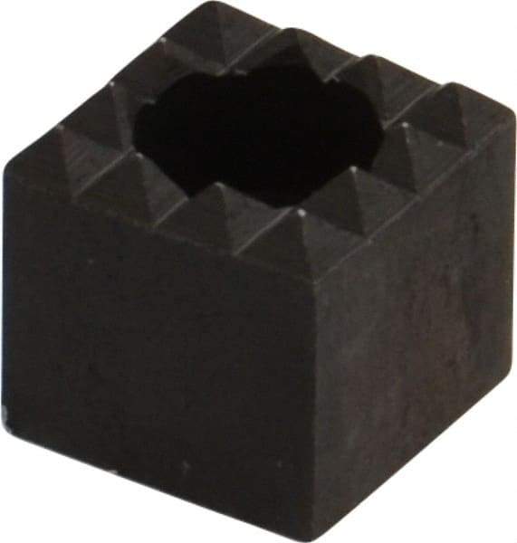 Fairlane - 1/2" Square, 1/2" High, #10 C Bore SHCS Size, Fine Tooth Grade, Diamond Serration, High Speed Steel, Square Positioning Gripper - 0.03 x 45A° Chamfer, 1/4" Counterbore Depth, Black Oxide Finish - Americas Industrial Supply