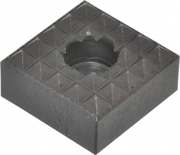 Fairlane - 1" Square, 1/2" High, 1/4 C Bore SHCS Size, Coarse Tooth Grade, Diamond Serration, High Speed Steel, Square Positioning Gripper - 0.03 x 45A° Chamfer, 5/16" Counterbore Depth, Black Oxide Finish - Americas Industrial Supply