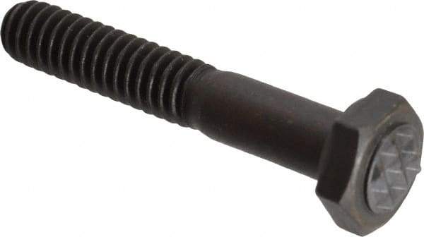 Fairlane - Serrated Tooth, 1/4-20, 1-1/2" Shank Length, 7/8" Thread Length, Black Oxide Finish, Hex Head, Adjustable Positioning Gripper - 5/16" Pad Diam, 7/16" Hex, 13/64" Head Height, Extra Fine Tooth Grade - Americas Industrial Supply