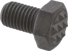 Fairlane - Serrated Tooth, 5/16-24, 1/2" Shank Length, 1/2" Thread Length, Black Oxide Finish, Hex Head, Adjustable Positioning Gripper - 3/8" Pad Diam, 1/2" Hex, 1/4" Head Height, Fine Tooth Grade - Americas Industrial Supply