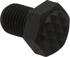 Fairlane - Serrated Tooth, 3/8-24, 1/2" Shank Length, 1/2" Thread Length, Black Oxide Finish, Hex Head, Adjustable Positioning Gripper - 1/2" Pad Diam, 9/16" Hex, 9/32" Head Height, Fine Tooth Grade - Americas Industrial Supply