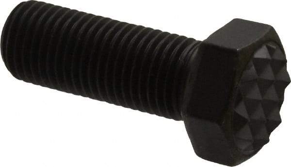 Fairlane - Serrated Tooth, 3/8-24, 1" Shank Length, 1" Thread Length, Black Oxide Finish, Hex Head, Adjustable Positioning Gripper - 1/2" Pad Diam, 9/16" Hex, 9/32" Head Height, Fine Tooth Grade - Americas Industrial Supply