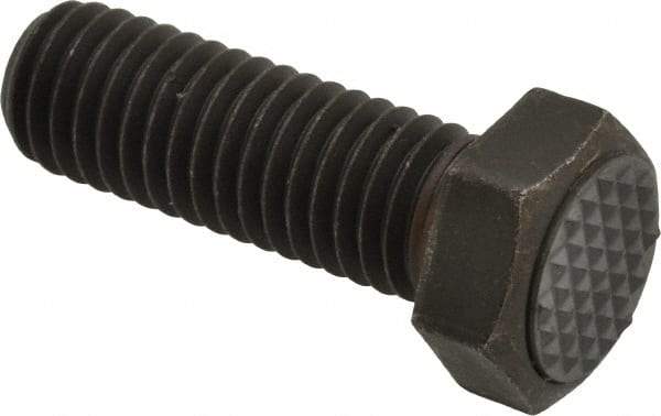 Fairlane - Serrated Tooth, 1/2-13, 1-1/2" Shank Length, 1-1/2" Thread Length, Black Oxide Finish, Hex Head, Adjustable Positioning Gripper - 5/8" Pad Diam, 3/4" Hex, 23/64" Head Height, Extra Fine Tooth Grade - Americas Industrial Supply