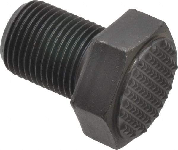 Fairlane - Serrated Tooth, 3/4-16, 1" Shank Length, 1" Thread Length, Black Oxide Finish, Hex Head, Adjustable Positioning Gripper - 1" Pad Diam, 1-1/8" Hex, 1/2" Head Height, Extra Fine Tooth Grade - Americas Industrial Supply