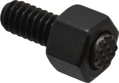 Fairlane - 1/4-20, 1/2" Thread Length, 1/4" Ball Diam, Serrated Ball Pad Surface, Alloy Steel, Black Oxide, Hex Head, Swivel Action Gripper Assemblies - 3/8" Head Height, 7/16" Hex, 1/4" Contact Diam, High Speed Steel Ball - Americas Industrial Supply