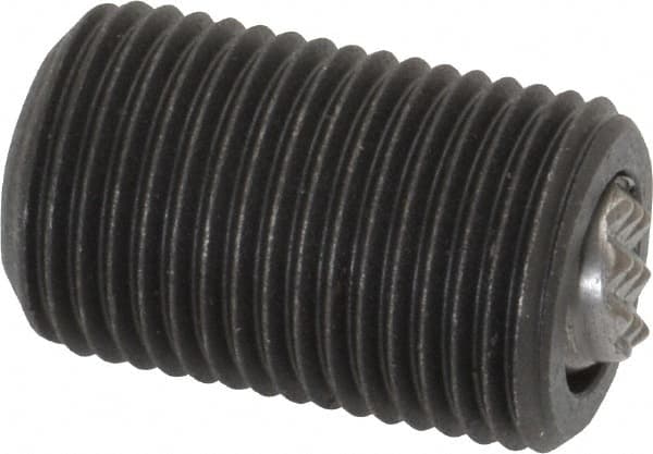 Fairlane - 5/8-18, 1" Thread Length, 3/8" Ball Diam, Serrated Ball Pad Surface, Alloy Steel, Black Oxide, Threaded, Swivel Action Gripper Assemblies - 5/16" Contact Diam, High Speed Steel Ball - Americas Industrial Supply