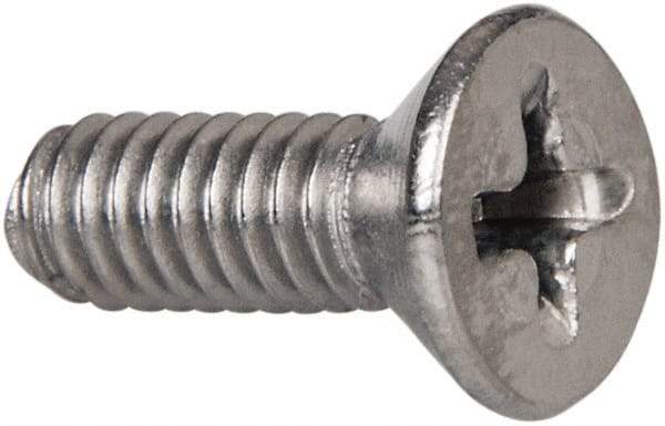Value Collection - #8-32 UNC, 1/2" OAL Phillips Drive Machine Screw - Flat Head, Grade 316 Stainless Steel, Uncoated, Without Washer - Americas Industrial Supply