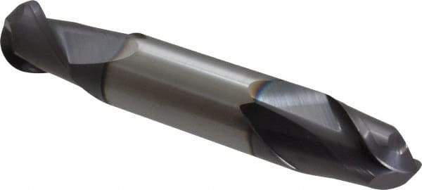 Accupro - 1/2" Diam, 5/8" LOC, 2 Flute Solid Carbide Ball End Mill - AlTiN Finish, Double End, 3" OAL, 1/2" Shank Diam, Spiral Flute - Americas Industrial Supply