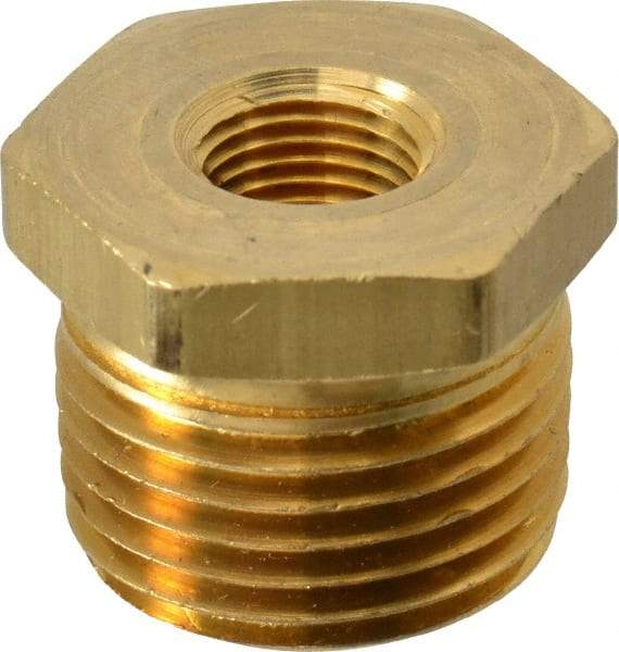 Eaton - 1/2 Male Thread x 1/8 Female Thread, Brass Industrial Pipe Hex Bushing - MNPTF x FNPTF, 1,200 psi - Americas Industrial Supply