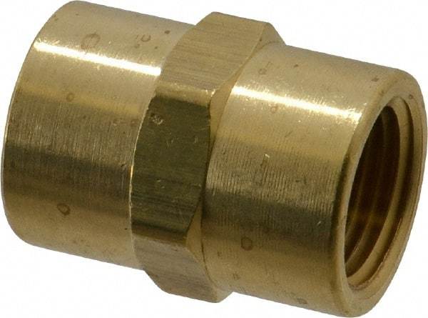 Eaton - 1/2 Female Thread, Brass Industrial Pipe Coupling - FNPTF, 1,200 psi - Americas Industrial Supply
