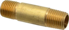 Eaton - 1/4 Male Thread, Brass Industrial Pipe Long Nipple - MNPTF, 1,200 psi - Americas Industrial Supply