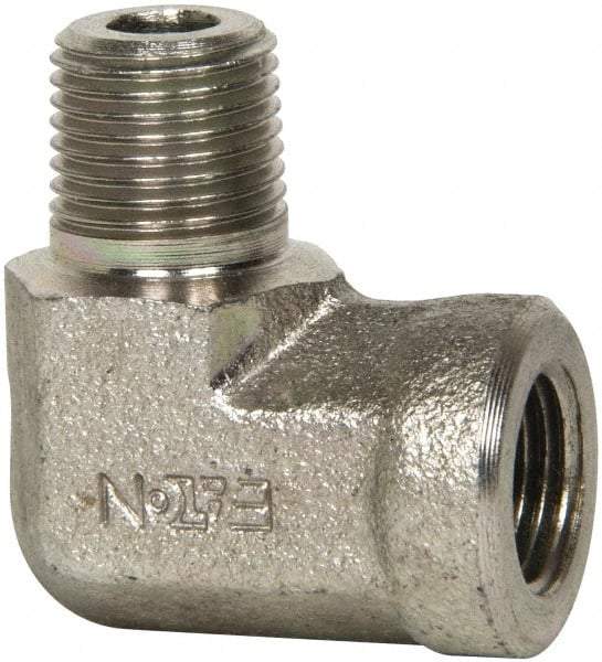 Eaton - 1/8 Male Thread x 1/8 Female Thread, Steel Industrial Pipe 90° Street Elbow - MNPT x FNPT, 5,000 psi - Americas Industrial Supply