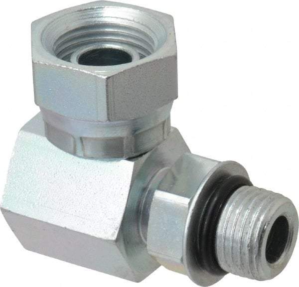 Weatherhead - 9/16-18 Male Thread x 3/8-18 Female Thread, Steel Industrial Pipe 90° Elbow Adapter - FNPSM x Male Straight Thread O-Ring, 2,500 psi - Americas Industrial Supply