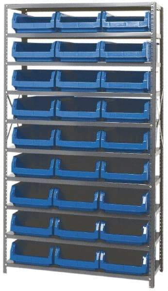 Quantum Storage - 4,275 Lb Capacity, 18" Deep x 42" Wide x 75" High, Steel Pick Rack - 27 Black Polyethylene Bins - Americas Industrial Supply