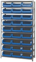 Quantum Storage - 4,275 Lb Capacity, 18" Deep x 42" Wide x 75" High, Steel Pick Rack - 27 Black Polyethylene Bins - Americas Industrial Supply