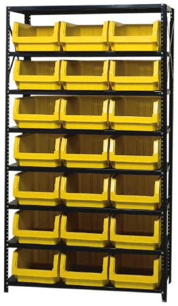Quantum Storage - 3,325 Lb Capacity, 18" Deep x 42" Wide x 75" High, Steel Pick Rack - 21 Black Polyethylene Bins - Americas Industrial Supply