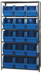 Quantum Storage - 2,375 Lb Capacity, 18" Deep x 42" Wide x 75" High, Steel Pick Rack - 15 Black Polyethylene Bins - Americas Industrial Supply
