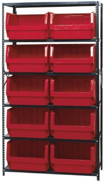 Quantum Storage - 2,375 Lb Capacity, 18" Deep x 42" Wide x 75" High, Steel Pick Rack - 10 Black Polyethylene Bins - Americas Industrial Supply