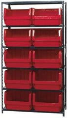 Quantum Storage - 2,375 Lb Capacity, 18" Deep x 42" Wide x 75" High, Steel Pick Rack - 10 Black Polyethylene Bins - Americas Industrial Supply