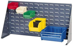 Quantum Storage - 240 Lb Capacity, 8" Deep x 27" Wide x 21" High, Steel Bench Rack - 1 Side, 24 Blue Polyethylene/Polypropylene Bins, 4-1/8" Bin Width x 3" Bin Height x 7-1/2" Bin Depth - Americas Industrial Supply