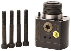 Kennametal - Neutral Cut, KM50 Modular Connection, Adapter/Mount Lathe Modular Clamping Unit - 50.01mm Square Shank Diam, 4.586" OAL, Through Coolant, Series CLNS-EF Flange Mount Side Access - Exact Industrial Supply
