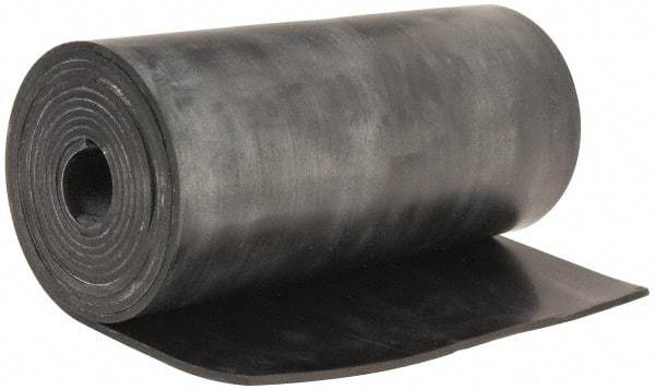 Made in USA - 3/32" Thick x 6" Wide x 5' Long Black Buna-N Rubber Roll - Stock Length, Plain Back, 50 Shore A Durometer, 2,500 psi Tensile Strength, -20°F to 170°F - Americas Industrial Supply