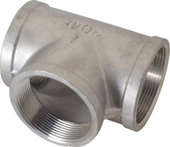 Merit Brass - 3" Grade 304 Stainless Steel Pipe Tee - FNPT x FNPT x FNPT End Connections, 150 psi - Americas Industrial Supply