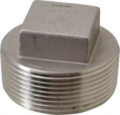 Merit Brass - 2-1/2" Grade 304 Stainless Steel Pipe Square Head Plug - MNPT End Connections, 150 psi - Americas Industrial Supply