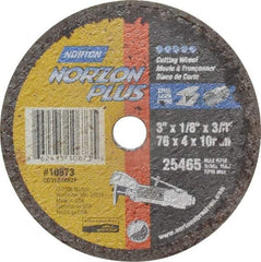 Norton - 3" Ceramic Cutoff Wheel - 1/8" Thick, 3/8" Arbor, 25,465 Max RPM, Use with Die Grinders - Americas Industrial Supply