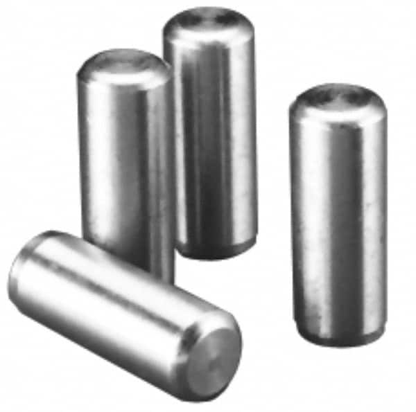 Value Collection - 1/8" Diam x 1-1/4" Pin Length Alloy Steel Oversized Dowel Pin - C 50-58 Hardness, 3,200 Lb Breaking Strength, 1 Beveled & 1 Rounded End - Americas Industrial Supply