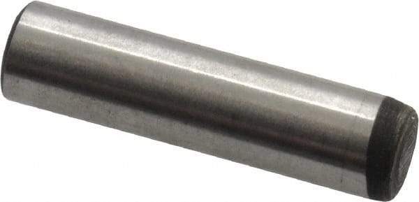 Value Collection - 3/16" Diam x 3/4" Pin Length Alloy Steel Oversized Dowel Pin - C 50-58 Hardness, 7,200 Lb Breaking Strength, 1 Beveled & 1 Rounded End - Americas Industrial Supply