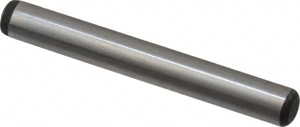 Value Collection - 1/4" Diam x 2" Pin Length Alloy Steel Oversized Dowel Pin - C 50-58 Hardness, 12,800 Lb Breaking Strength, 1 Beveled & 1 Rounded End - Americas Industrial Supply