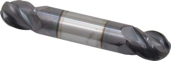 Accupro - 1/2" Diam, 5/8" LOC, 4 Flute Solid Carbide Ball End Mill - AlTiN Finish, Double End, 3" OAL, 1/2" Shank Diam, Spiral Flute - Americas Industrial Supply