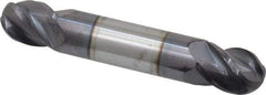 Accupro - 1/2" Diam, 5/8" LOC, 4 Flute Solid Carbide Ball End Mill - AlTiN Finish, Double End, 3" OAL, 1/2" Shank Diam, Spiral Flute - Americas Industrial Supply