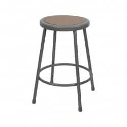 NPS - 24 Inch High, Stationary Fixed Height Stool - Hardboard Seat, Gray and Brown - Americas Industrial Supply