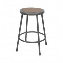 NPS - 24 Inch High, Stationary Fixed Height Stool - Hardboard Seat, Gray and Brown - Americas Industrial Supply