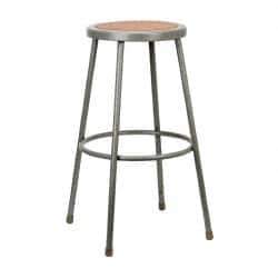 NPS - 30 Inch High, Stationary Fixed Height Stool - Hardboard Seat, Gray and Brown - Americas Industrial Supply